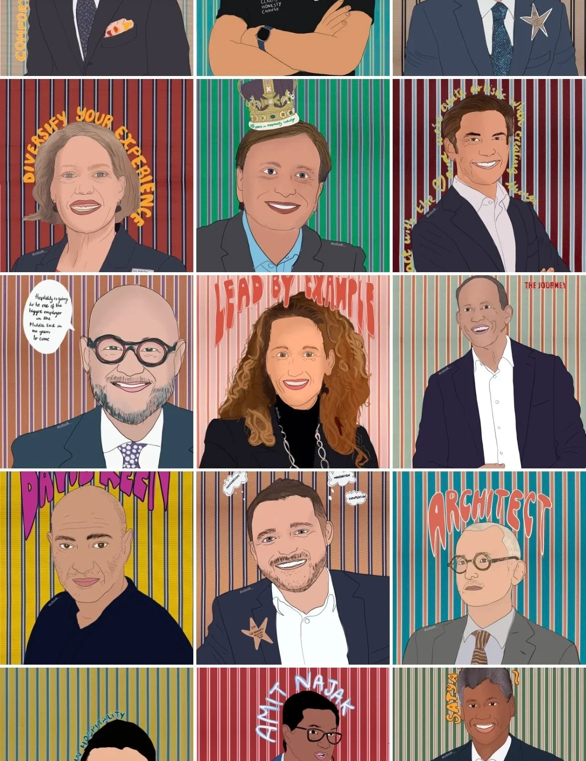 ethnik original illustrations of diverse professionals with motivational quotes, Morocco stationery art