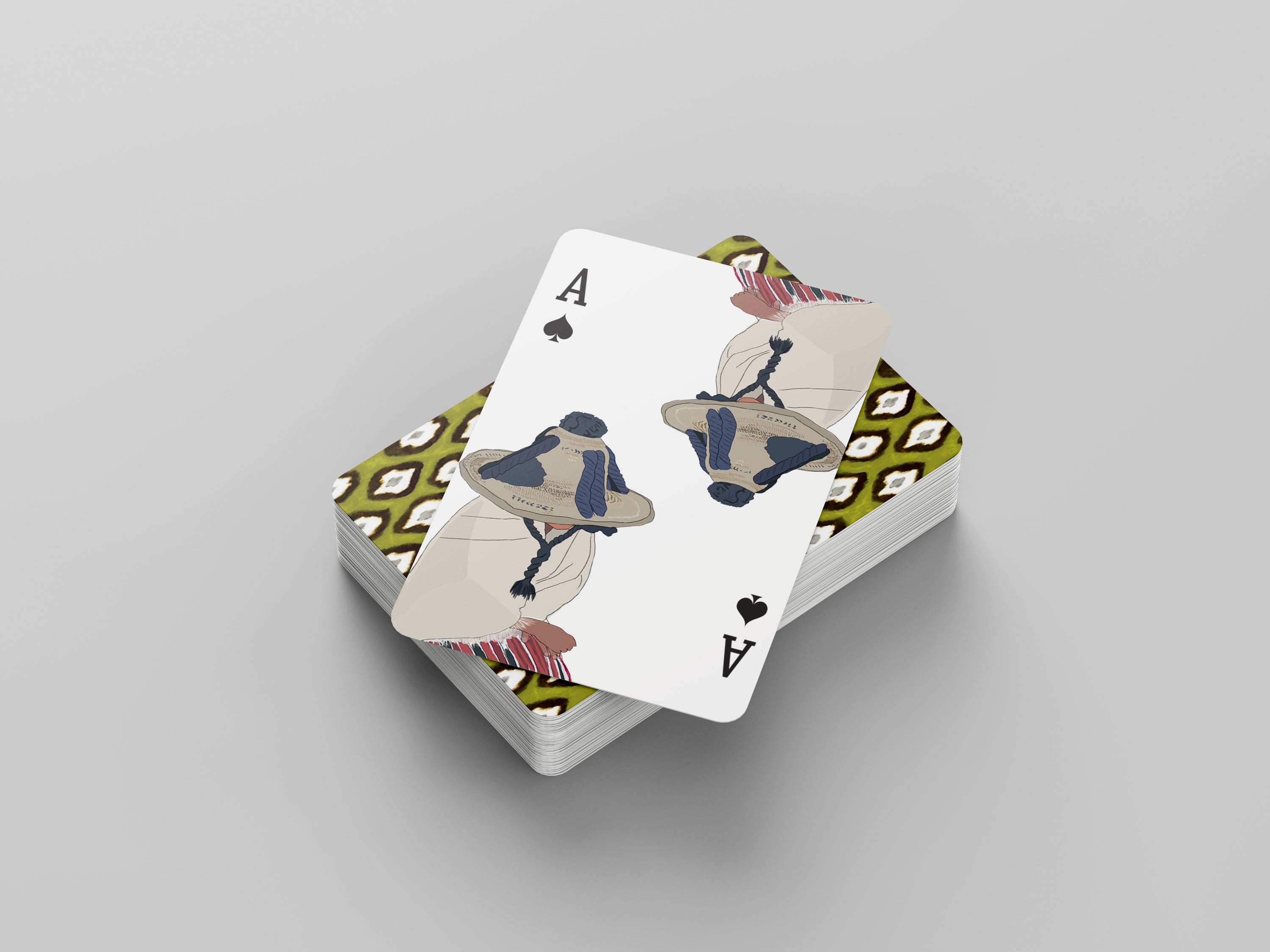 Olive Ikat | Illustrated Playing Cards