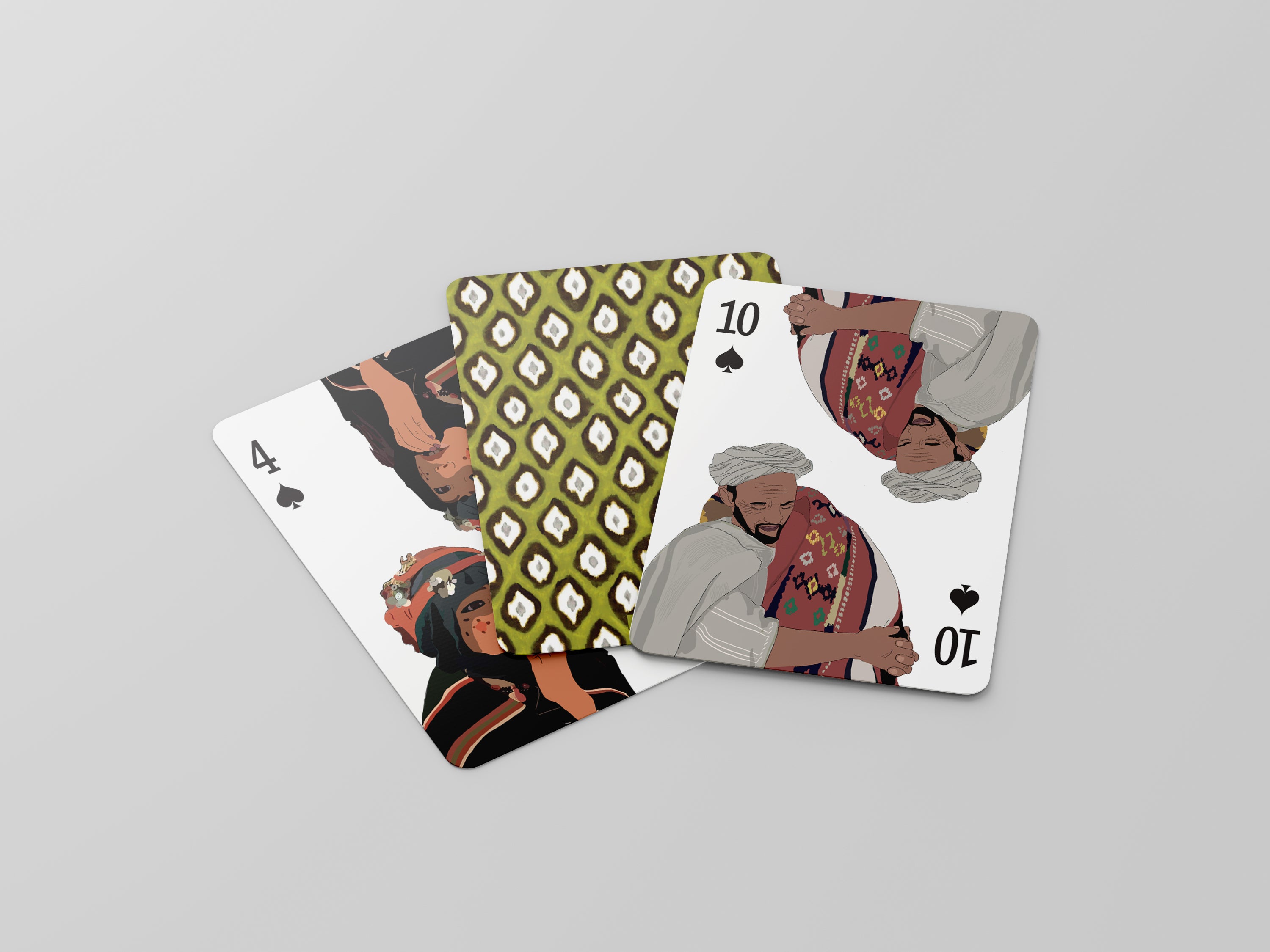 Olive Ikat | Illustrated Playing Cards