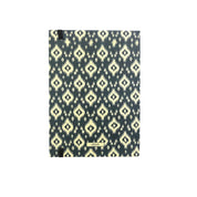 ethnik Moroccan stationery notebook with black and gold geometric ikat pattern cover
