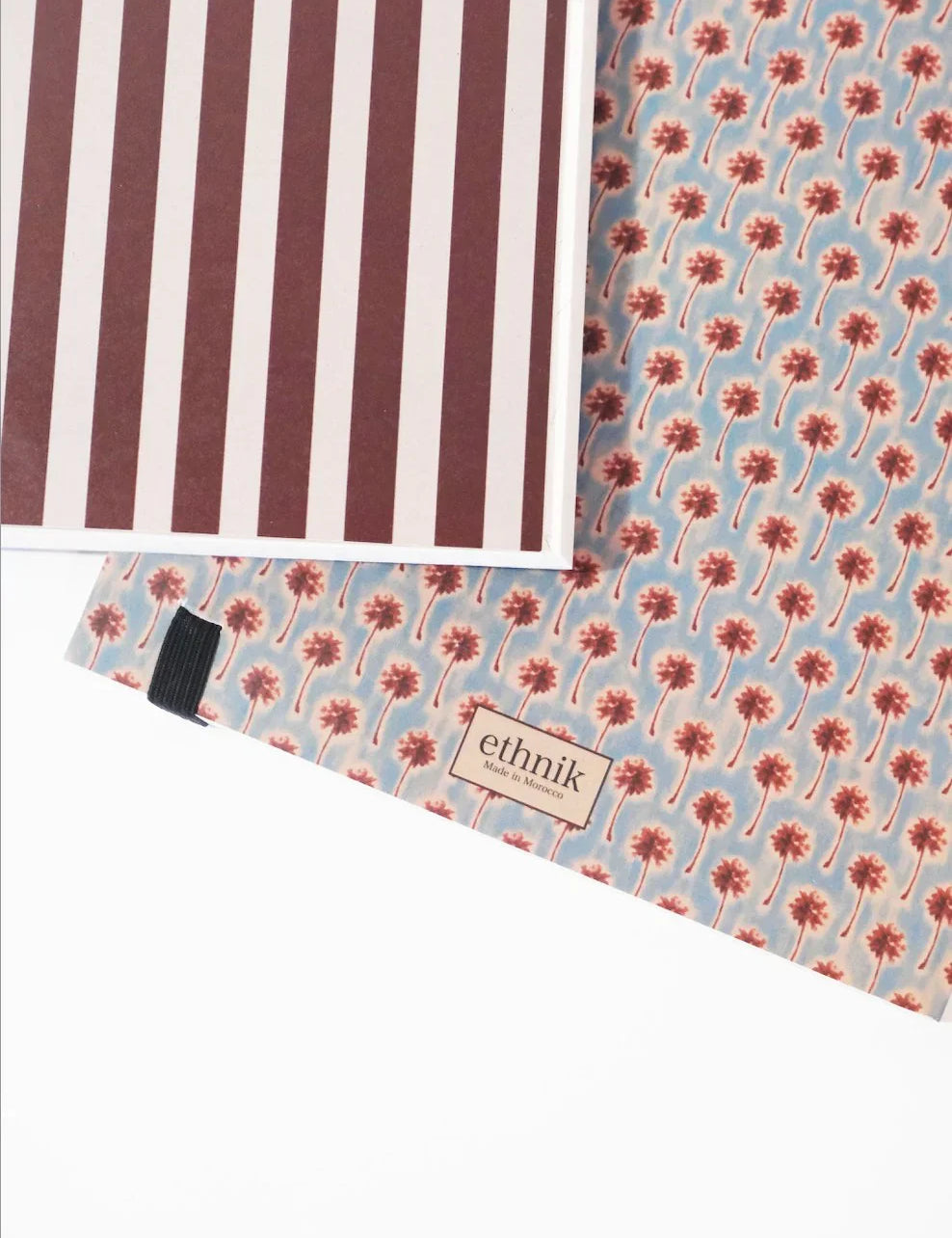ethnik stationery set with palm tree and striped designs, made in Morocco