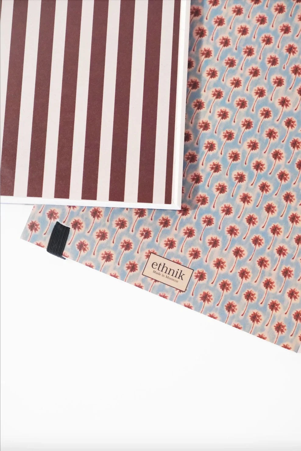 ethnik stationery set with palm tree and striped designs, made in Morocco