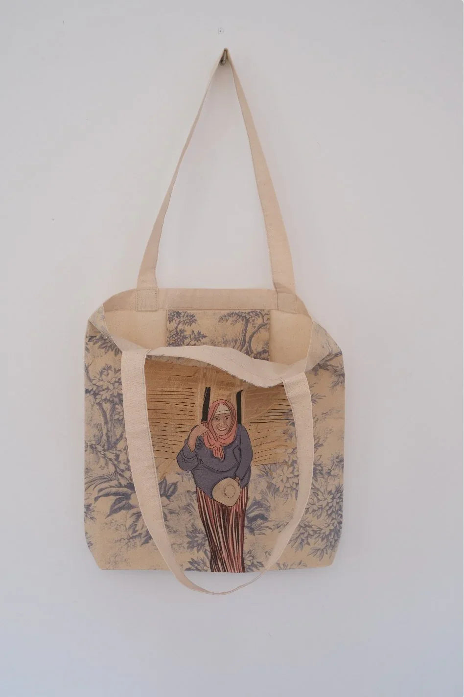 ethnik Morocco tote bag with original illustration of woman in traditional attire