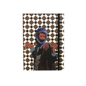 Ethnik Moroccan notebook with original illustration of a man in traditional attire on geometric cover