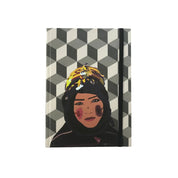 Ethnik Moroccan notebook with geometric cover and illustrated woman in traditional attire