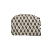 Ethnik Moroccan pouch with geometric black and white cube pattern, zippered stationery bag