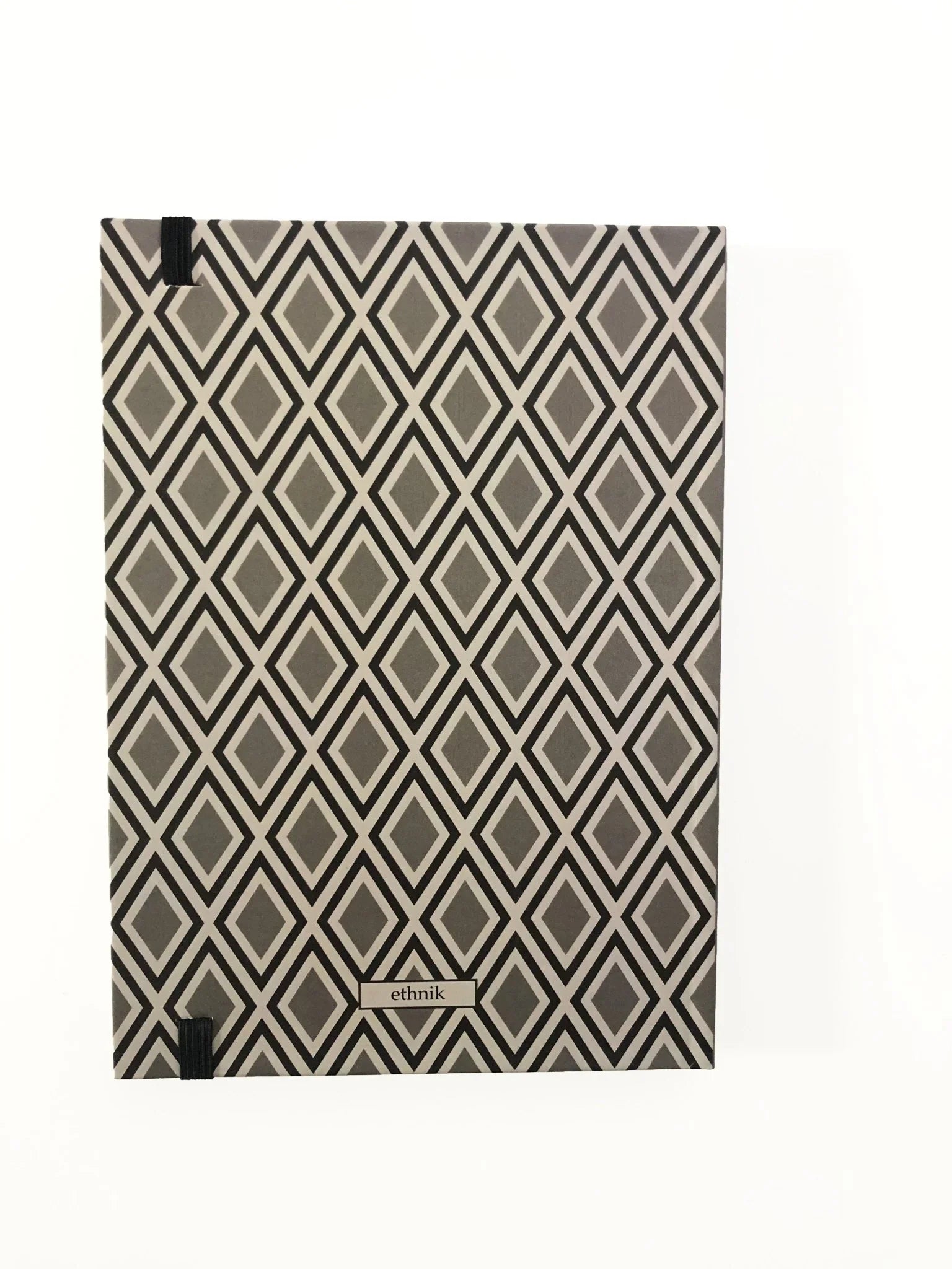 ethnik Morocco geometric diamond pattern folder, black and grey, stationery accessory