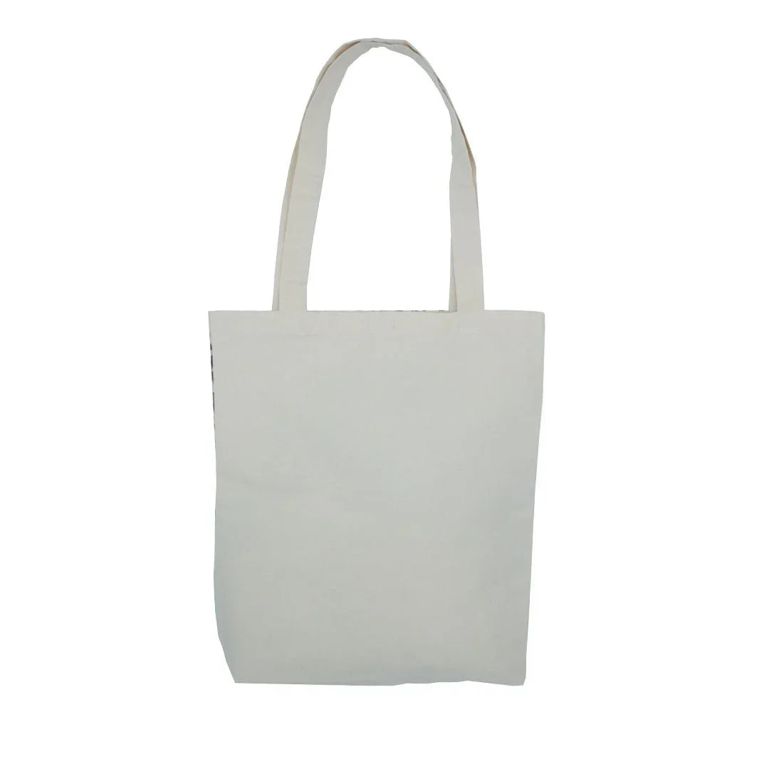 Plain white canvas tote bag with handles, minimalist Moroccan design from ethnik
