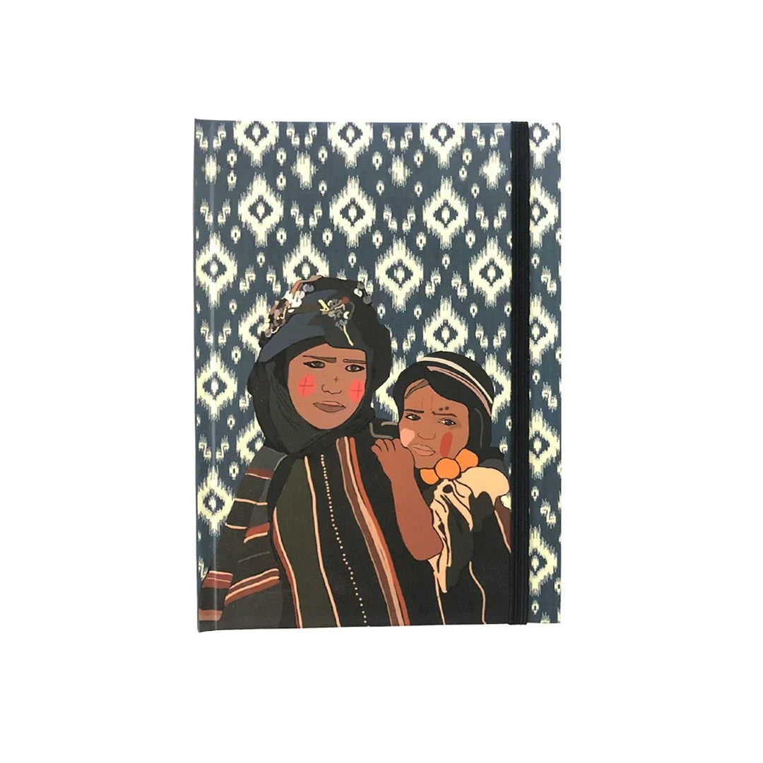 Ethnik Moroccan notebook with illustration of two women on patterned cover