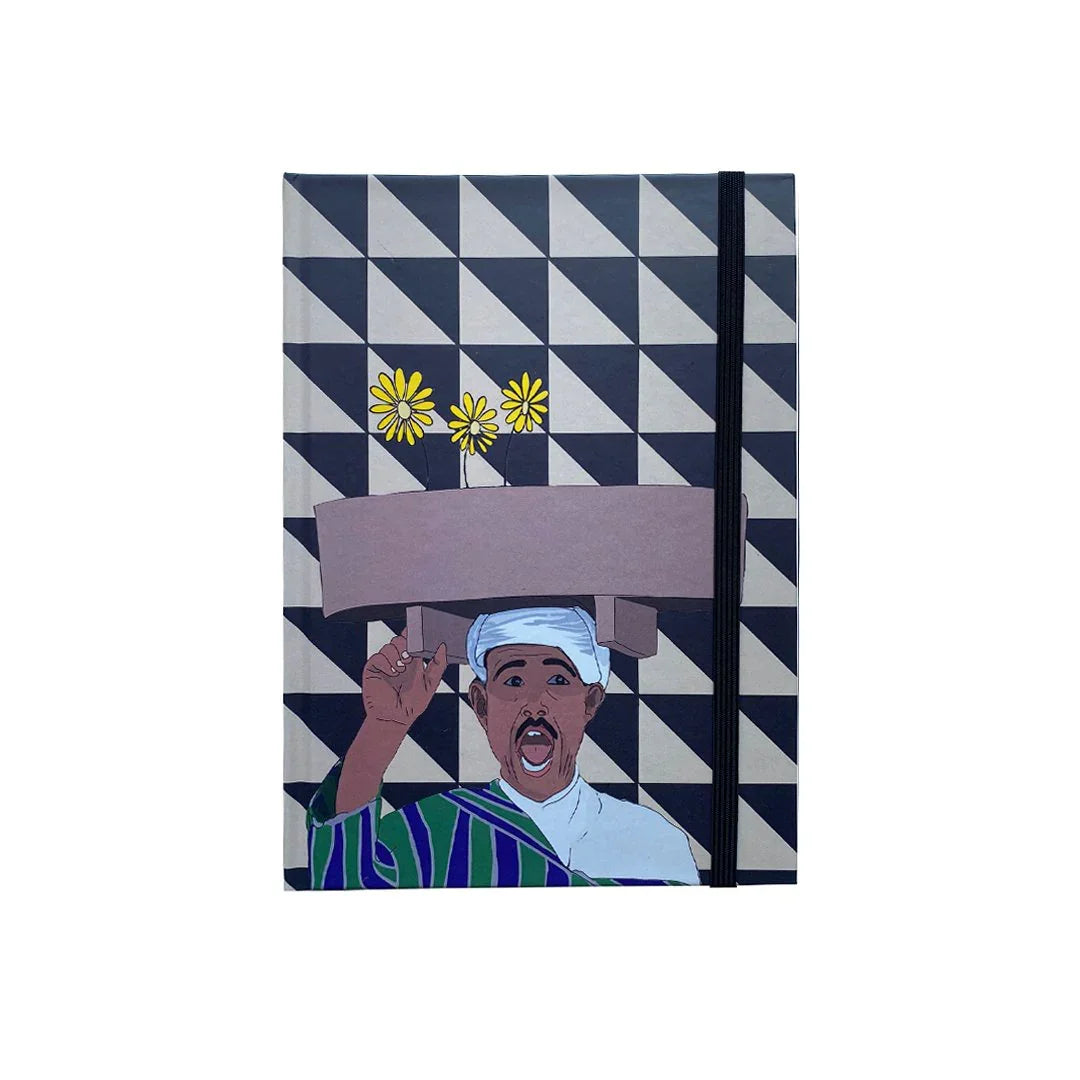 Ethnik notebook with Moroccan illustration, geometric cover, flowers, and elastic closure