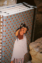 Ethnik Moroccan notebook with illustrated cover showing woman in traditional attire, colorful pattern
