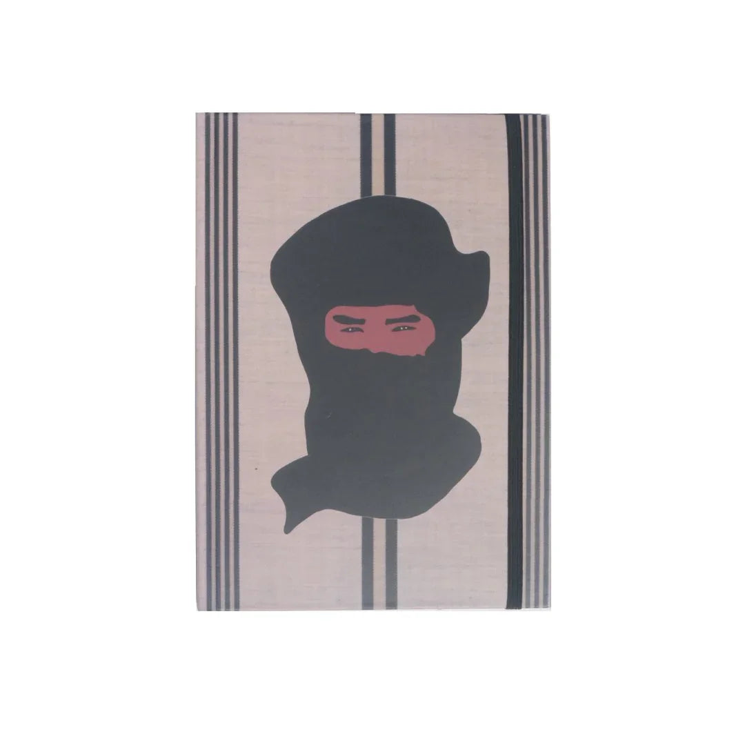 Ethnik stationery notebook with minimalist nomad illustration, Moroccan design, neutral tones