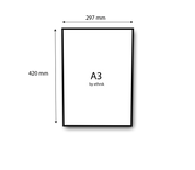 A3 paper size diagram by ethnik, showing 297mm x 420mm dimensions, stationery visual