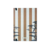 ethnik Morocco notebook with brown and white stripes, leaf shadow print, elastic band