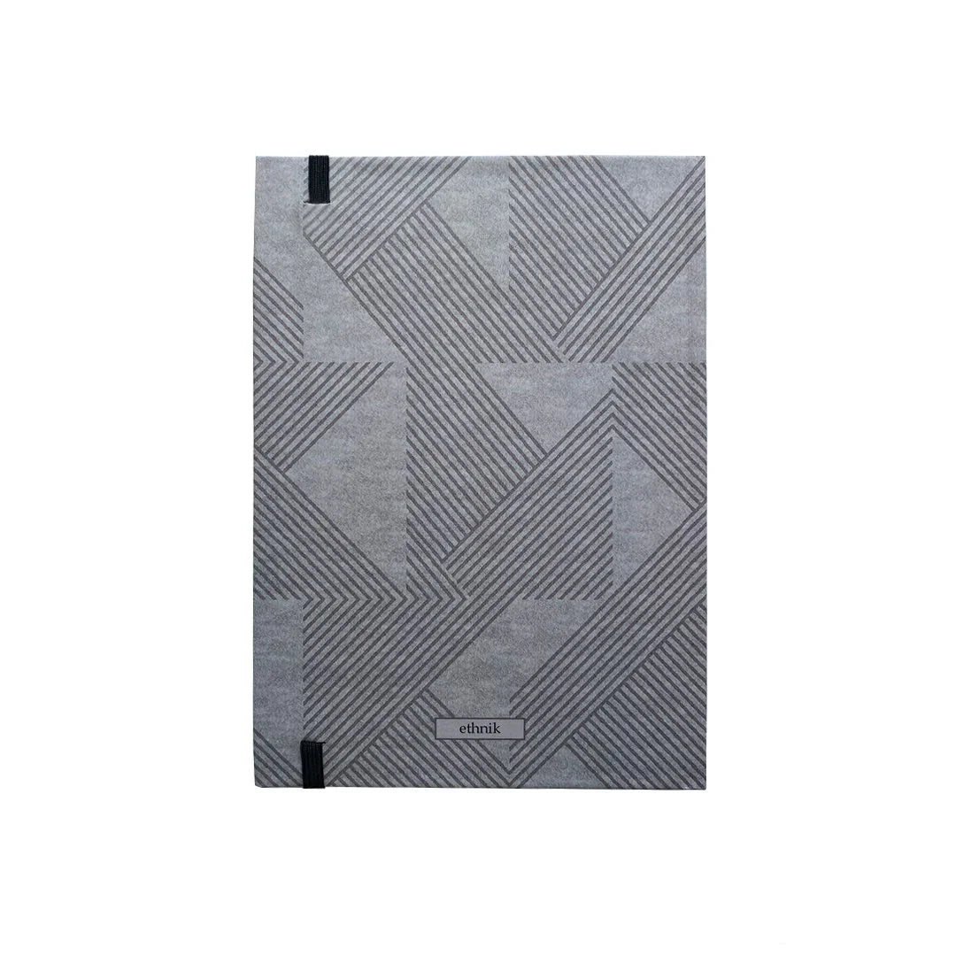 ethnik Moroccan stationery notebook with geometric grey pattern cover